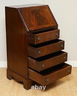 Stunning Vintage Mahogany Bureau Desk With Green Leather Inside