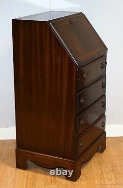 Stunning Vintage Mahogany Bureau Desk With Green Leather Inside