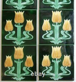 Stylish Set of 10 Stovax TULIP Hand Piped Art Nouveau Fireplace Tiles Birmingham