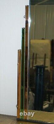 Sublime 1930's Art Deco Peach & Green Glass Bevelled Manhattan Decor Mirror