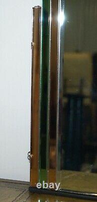 Sublime 1930's Art Deco Peach & Green Glass Bevelled Manhattan Decor Mirror