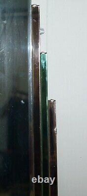 Sublime 1930's Art Deco Peach & Green Glass Bevelled Manhattan Decor Mirror