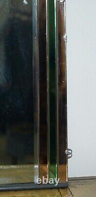 Sublime 1930's Art Deco Peach & Green Glass Bevelled Manhattan Decor Mirror