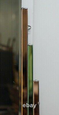 Sublime 1930's Art Deco Peach & Green Glass Bevelled Manhattan Decor Mirror