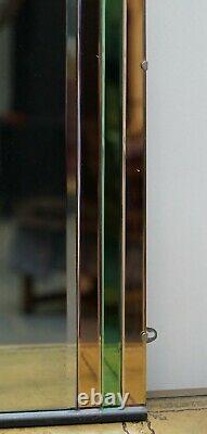 Sublime 1930's Art Deco Peach & Green Glass Bevelled Manhattan Decor Mirror