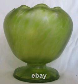 Superb Antique Art Nouveau Heavy Loetz Green Iridescent Vase