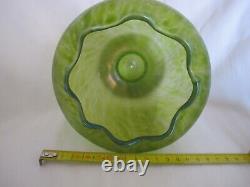 Superb Antique Art Nouveau Heavy Loetz Green Iridescent Vase