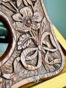Superb Antique Carved Oak Picture Frame 5x5 Rebate Arts & Crafts Nouveau Folk