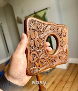 Superb Antique Carved Oak Picture Frame 5x5 Rebate Arts & Crafts Nouveau Folk