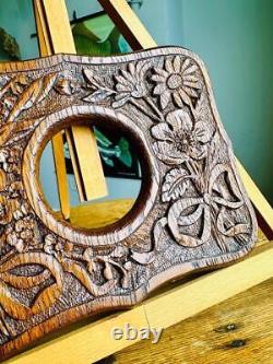 Superb Antique Carved Oak Picture Frame 5x5 Rebate Arts & Crafts Nouveau Folk