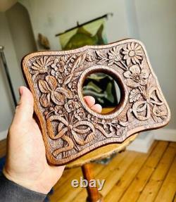 Superb Antique Carved Oak Picture Frame 5x5 Rebate Arts & Crafts Nouveau Folk
