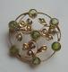 Superb Art Nouveau Edwardian 9ct Gold Peridot & Seed Pearl Openwork Brooch C1910