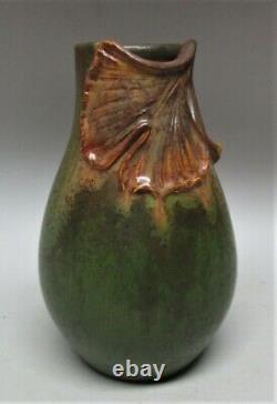 Superb KEN NICHOLS EPHRAIM Art Pottery Vase with Ginko Leaf art nouveau
