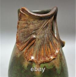 Superb KEN NICHOLS EPHRAIM Art Pottery Vase with Ginko Leaf art nouveau