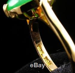 T. Y. LEE FINE NATURAL 5.36ct UNTREATED UNDYED GREEN JADEITE JADE 18K GOLD RING