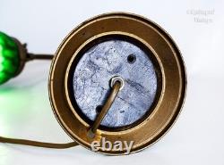 Table Lamp FRENCH Vintage Art Nouveau Accent Light Green Pate de Verre Shade