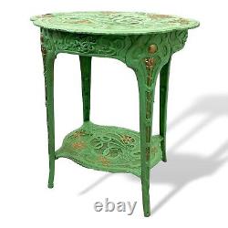 Table side table iron green flowers garden table Art Nouveau antique style