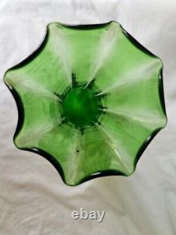 Tall Art nouveau green glass vase, Circa 1900