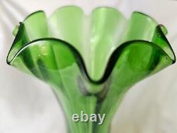 Tall Art nouveau green glass vase, Circa 1900