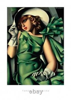 Tamara de lempicka young girl in green dress art deco era nouveau print 50x70