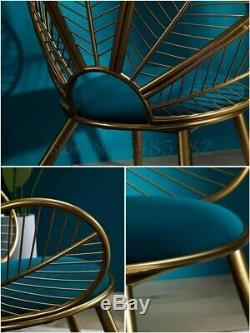Teal Green and Gold Painted Steel Peacock Chair Art nouveau Style Occasion Chair