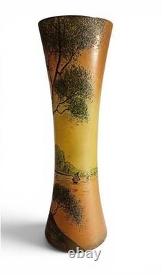 Théodore LEGRAS (1839-1916) Art Nouveau Vase polychrome landscape- Signed