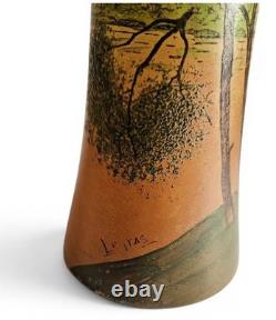Théodore LEGRAS (1839-1916) Art Nouveau Vase polychrome landscape- Signed