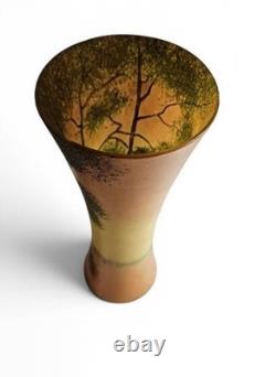 Théodore LEGRAS (1839-1916) Art Nouveau Vase polychrome landscape- Signed