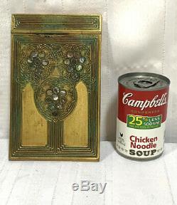 Tiffany Studios, Abalone Note Pad, Gold Patina, Poly Chrome Red Green Accents