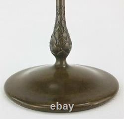 Tiffany Studios Bronze And Blown Green Glass Candlestick Holder 25121 Unsigned