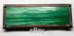 Tiffany Studios, Etched Metal Pen-pencil Tray, Green Glass, Patina, Beaded