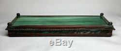 Tiffany Studios, Etched Metal Pen-pencil Tray, Green Glass, Patina, Beaded