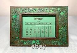 Tiffany Studios, Grapevine Small Desk Calendar, Green Glass, Patina, Complete