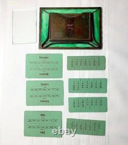 Tiffany Studios, Grapevine Small Desk Calendar, Green Glass, Patina, Complete