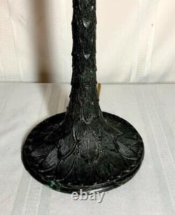 Tiffany Studios Inspired Green Dragonfly Cone On Bronze Artichoke Base, 3 Lights