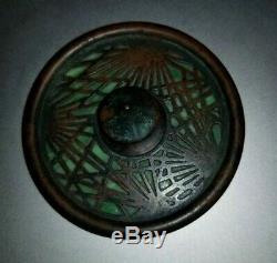 Tiffany Studios New York Pine Needle 936 Green Glass Paperweight Favrile Bronze