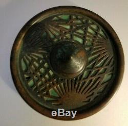 Tiffany Studios New York Pine Needle 936 Green Glass Paperweight Favrile Bronze