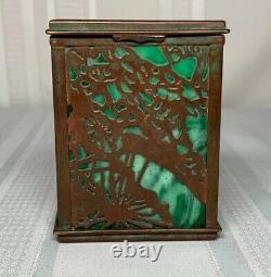 Tiffany Studios, Pine Needle Card Box, Single Deck, Green Glass Patina, Htf Item