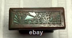 Tiffany Studios, Pine Needle Card Box, Single Deck, Green Glass Patina, Htf Item