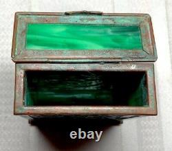 Tiffany Studios, Pine Needle Card Box, Single Deck, Green Glass Patina, Htf Item