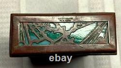 Tiffany Studios, Pine Needle Card Box, Single Deck, Green Glass Patina, Htf Item