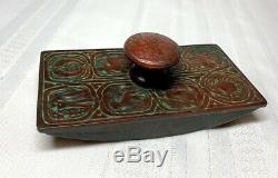 Tiffany Studios, Zodiac Rocker Blotter, Outstanding Red Green Brown Patina