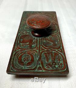 Tiffany Studios, Zodiac Rocker Blotter, Outstanding Red Green Brown Patina