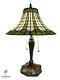 Tiffany Style 20 Green & White Tulip Shade Table Lamp. Stained Glass Lighting