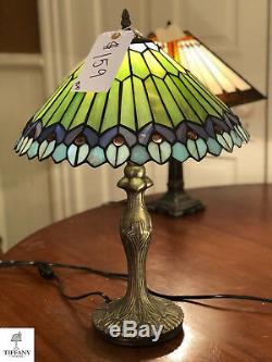 Tiffany Style 20 Green and Blue Abstract Table Lamp. Stained Glass Lighting