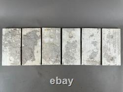 Tile Set 6 Blue Green Art Nouveau Fireplace Majolica Ceramic Floral Antique
