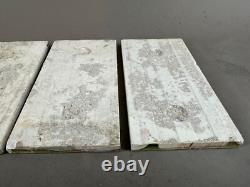 Tile Set 6 Blue Green Art Nouveau Fireplace Majolica Ceramic Floral Antique