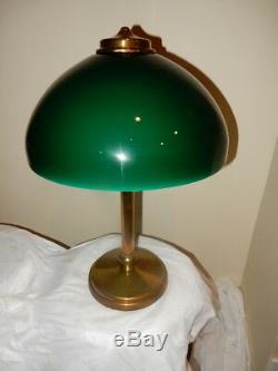 Tudor Arts & Crafts Nouveau Pittsburgh Table Lamp w Cased Green Shade