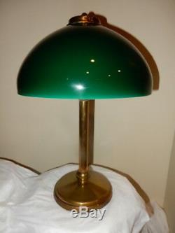 Tudor Arts & Crafts Nouveau Pittsburgh Table Lamp w Cased Green Shade