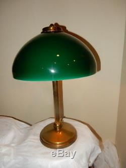 Tudor Arts & Crafts Nouveau Pittsburgh Table Lamp w Cased Green Shade